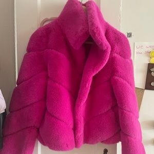 Generation Love pink faux fur bomber jacket